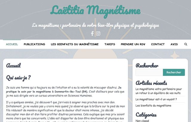 Page d'accueil de laetitia-magnetisme.fr